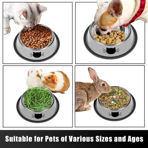 Single Stainless Steel Dog & Cat Food Bowl, 7oz Non-Slip Removable Rubber Base, Unbreakable Cat Feeder for Small Pets, Indoor Use, Grey in Saudi Arabia