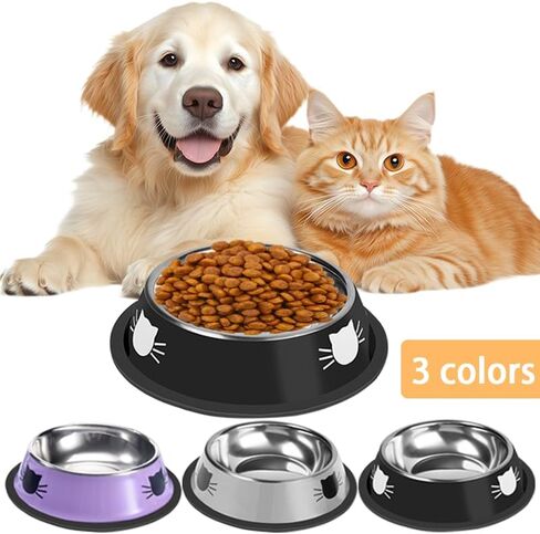 Single Stainless Steel Dog & Cat Food Bowl, 7oz Non-Slip Removable Rubber Base, Unbreakable Cat Feeder for Small Pets, Indoor Use, Grey in Saudi Arabia