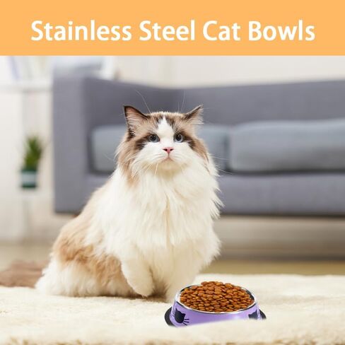 Single Stainless Steel Dog & Cat Food Bowl, 7oz Non-Slip Removable Rubber Base, Unbreakable Cat Feeder for Small Pets, Indoor Use, Grey in Saudi Arabia