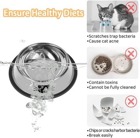 Single Stainless Steel Dog & Cat Food Bowl, 7oz Non-Slip Removable Rubber Base, Unbreakable Cat Feeder for Small Pets, Indoor Use, Grey in Saudi Arabia
