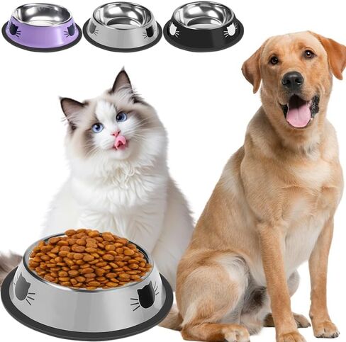 Single Stainless Steel Dog & Cat Food Bowl, 7oz Non-Slip Removable Rubber Base, Unbreakable Cat Feeder for Small Pets, Indoor Use, Grey in Saudi Arabia