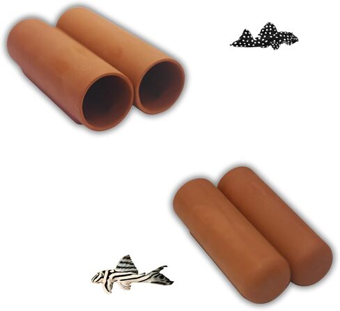 Generic 2 Small Round Plecos Fish Caves, Hide Away Caves for Plecos, Angelfish, Cichlids and More, Dark Red in Saudi Arabia