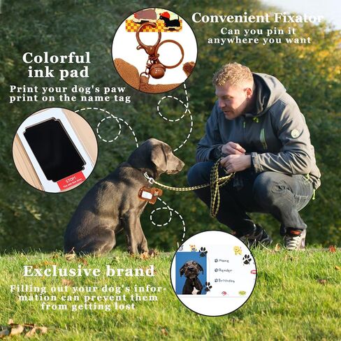 Dog Id Tag Holder with Plastic Label Pet Accessories, Dog Memorial Gift Keychain Gift for Pet Lovers Comes with Black Ink Pad in Saudi Arabia