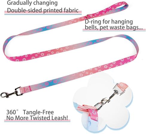 Small Durable Dog Harness with Leash Set, Cute Mesh Puppy Harness, No Pull No Choke Escape Proof Pet Harness Easy Walking, Pink Dream S in Saudi Arabia