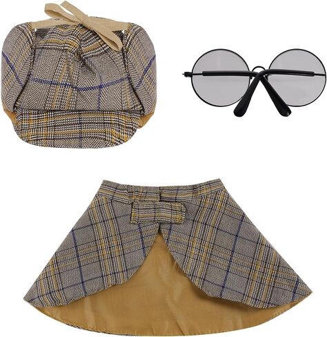 3 Pcs Dog Costume Set Detective Cloak Hat and Glasses for Small Dog Cat Detective Costume for Halloween Party Cosplay(Medium) in Saudi Arabia