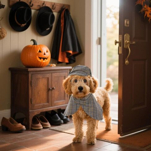 3 Pcs Dog Costume Set Detective Cloak Hat and Glasses for Small Dog Cat Detective Costume for Halloween Party Cosplay(Medium) in Saudi Arabia