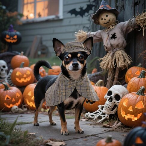 3 Pcs Dog Costume Set Detective Cloak Hat and Glasses for Small Dog Cat Detective Costume for Halloween Party Cosplay(Medium) in Saudi Arabia