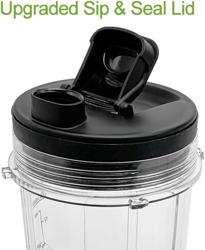كوب خلاط بديل 18oz 24oz لخلاط Ninja Professional BN751 BN801 BN801C BN401 BN805A BL450 BL456 BL480 BL482 BL642 BL682 AMZ493BRN Nutri-Ninja SS101 SS151 SS351 SS401 مع أغطية (عبوتان) in Kuwait