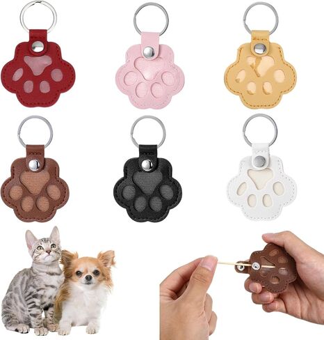 6 Pcs Pet Hair Keychain Pet Paw Print Leather Cute Backpacks Keychain Pets Memorial Gifts for Dogs Cat Fur Keepsake Memory Charm Fur Keepsake Collector for Pets Lover Dog Cat Furs Storage in Saudi Arabia