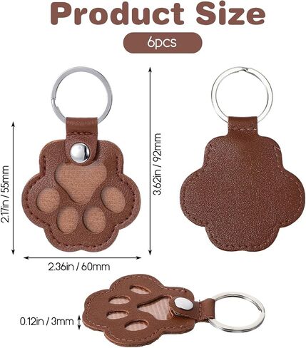 6 Pcs Pet Hair Keychain Pet Paw Print Leather Cute Backpacks Keychain Pets Memorial Gifts for Dogs Cat Fur Keepsake Memory Charm Fur Keepsake Collector for Pets Lover Dog Cat Furs Storage in Saudi Arabia
