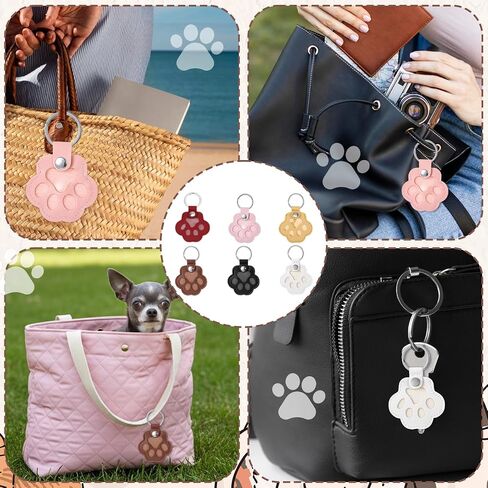 6 Pcs Pet Hair Keychain Pet Paw Print Leather Cute Backpacks Keychain Pets Memorial Gifts for Dogs Cat Fur Keepsake Memory Charm Fur Keepsake Collector for Pets Lover Dog Cat Furs Storage in Saudi Arabia