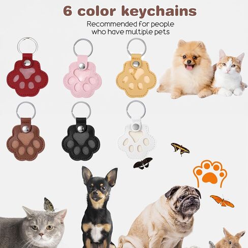 6 Pcs Pet Hair Keychain Pet Paw Print Leather Cute Backpacks Keychain Pets Memorial Gifts for Dogs Cat Fur Keepsake Memory Charm Fur Keepsake Collector for Pets Lover Dog Cat Furs Storage in Saudi Arabia