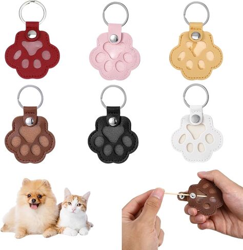 6 Pcs Pet Hair Keychain Pet Paw Print Leather Cute Backpacks Keychain Pets Memorial Gifts for Dogs Cat Fur Keepsake Memory Charm Fur Keepsake Collector for Pets Lover Dog Cat Furs Storage in Saudi Arabia