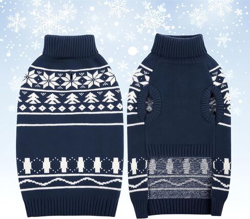 SAWMONG Dog Christmas Sweater, Cable Knit Christmas Pet Sweater, Snowflake Pattern Thick Warm Winter Dog Sweaters, Pet Sweaters for Small Medium Large Dogs(Green, L) in Saudi Arabia