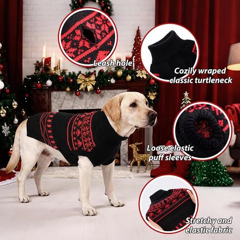 SAWMONG Dog Christmas Sweater, Cable Knit Christmas Pet Sweater, Snowflake Pattern Thick Warm Winter Dog Sweaters, Pet Sweaters for Small Medium Large Dogs(Green, L) in Saudi Arabia