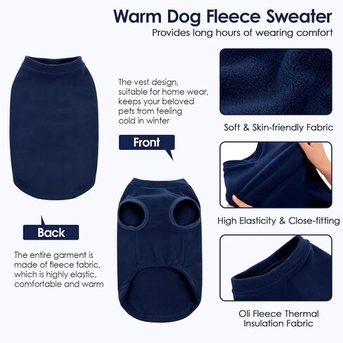 AOFITEE XL Dog Sweater- Dog Fleece Vest Oli Fleece Sweater, Stretchy Dogs Pullover for Large Dogs, Sleeveless Pet Pajama Sweatshirt for Fall Winter, Thermal Oli Pets Sweaters Indoor Outdoor, Blue XL in Saudi Arabia
