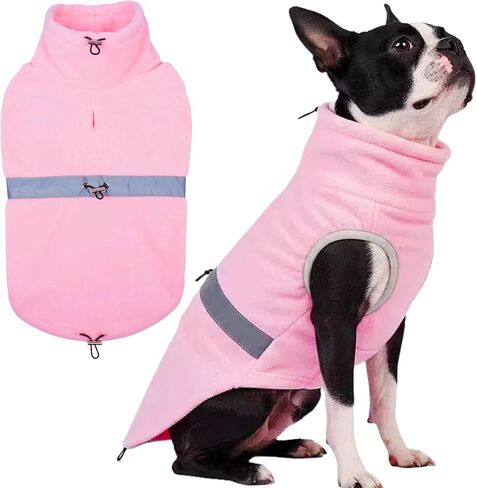 5 in 1 Dog Fleece Vest Sweater for Large Dogs, Warmth Sweaters with 3 Adjustable Buckles, Lightweight Pet Sweater with Reflective Strips, Pullover Coats for Standard Poodle, Male or Female(Brown, L) in Kuwait