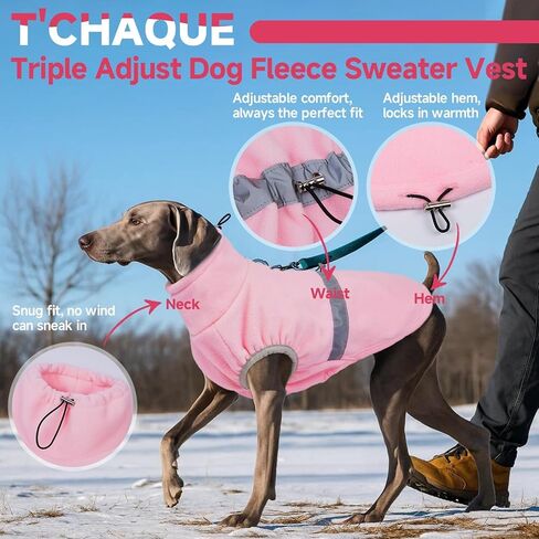 5 in 1 Dog Fleece Vest Sweater for Large Dogs, Warmth Sweaters with 3 Adjustable Buckles, Lightweight Pet Sweater with Reflective Strips, Pullover Coats for Standard Poodle, Male or Female(Brown, L) in Kuwait