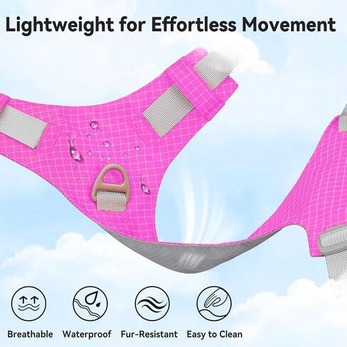 Joytale Light Up Dog Harness مع حامل Airtag، متعدد الألوان LED لا سحب الكلب تسخير قابلة للشحن للسلامة المشي ليلا، سترة خفيفة الوزن ناعمة قابلة للتعديل لتدريب الحيوانات الأليفة، الجري، Hotpink، M in Kuwait