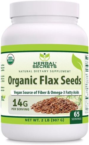 Herbal Secrets، بذور الكتان الكاملة، 2 رطل (غير معدلة وراثيًا) (14 جم لكل حصة)، نباتي خام، خالي من الغلوتين in Kuwait