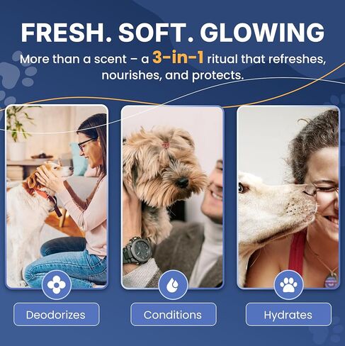 عطر للكلاب - رائحة مصممة فاخرة للكلاب - رذاذ 3 في 1 لإزالة الروائح الكريهة والتكييف والعناية - طبيعي بنسبة 95% - خالي من الكحول - صنع في الولايات المتحدة الأمريكية - بخاخ كولونيا للكلاب يدوم طويلاً in Kuwait