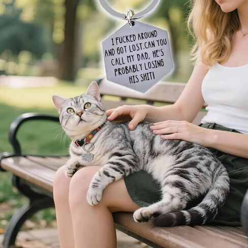 Humorous Engraved Pet ID Tag - Stainless Steel Dog & Cat Collar Tag, Funny Lost Tag for Personalized Pet Identification - Ideal Gift for Cat and Dog Owners (DAD) in Kuwait