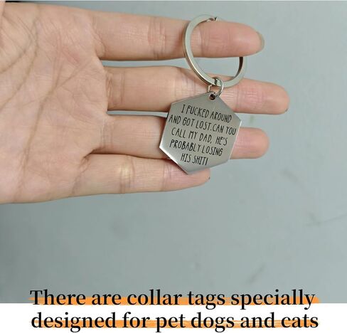 Humorous Engraved Pet ID Tag - Stainless Steel Dog & Cat Collar Tag, Funny Lost Tag for Personalized Pet Identification - Ideal Gift for Cat and Dog Owners (DAD) in Kuwait