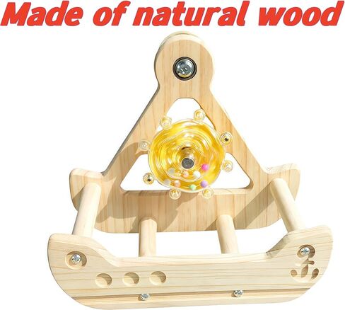 Bird Perch Toy,Wooden Exercise Wheel & Intelligence Puzzle， Interactive Rocking Parakeet Toys and Perches, Budgies Perch Toy,Bird Cage Accessories Perch in Saudi Arabia