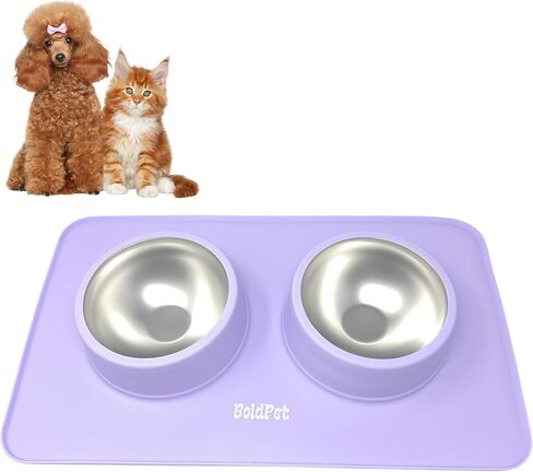 مجموعة أوعية طعام ومياه للكلاب - حصيرة سيليكون بتصميم غير قابل للانزلاق بدرجة الطعام - تتضمن أوعية للكلاب من الفولاذ المقاوم للصدأ قابلة للإزالة للكلاب الصغيرة - مجموعة أوعية مثالية للجراء - أوعية للحيوانات الأليفة للكلاب والقطط in Kuwait