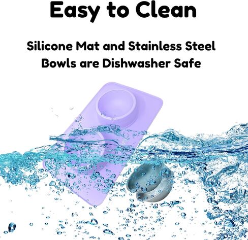 مجموعة أوعية طعام ومياه للكلاب - حصيرة سيليكون بتصميم غير قابل للانزلاق بدرجة الطعام - تتضمن أوعية للكلاب من الفولاذ المقاوم للصدأ قابلة للإزالة للكلاب الصغيرة - مجموعة أوعية مثالية للجراء - أوعية للحيوانات الأليفة للكلاب والقطط in Kuwait