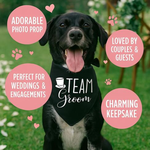 Brosash Pup of Honor Wedding Dog Bandana - وشاح مثلث من القطن الأبيض مع طباعة مخالب لطيفة - إكسسوار للحيوانات الأليفة لحفلات الزفاف، والخطوبة، والصور، وحفلات الاستقبال، وحفلات الزفاف، وفكرة هدايا الكلاب الحاملة للحلقات. in Kuwait