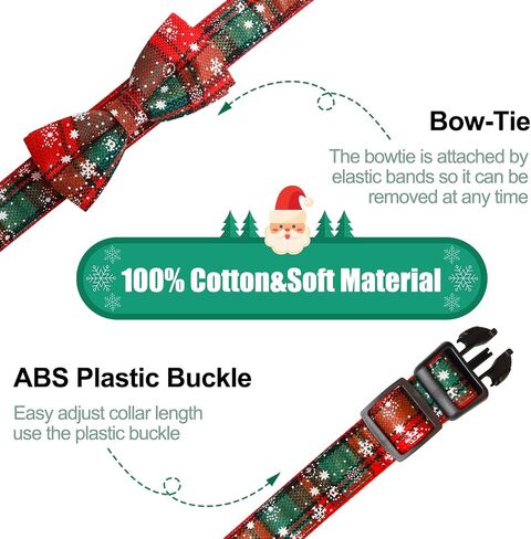 Christmas Bow Tie Dog Collar, TAGATMI Adjustable Dog Cat Collar and Bow Tie, Durable Buckle Light Collar Comfy Bowtie for Small Medium Large Dogs Pets Best Gift Comfortable Detachable Green M in Saudi Arabia