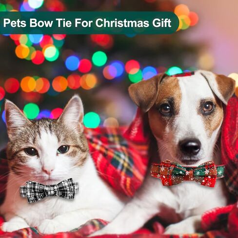 Christmas Bow Tie Dog Collar, TAGATMI Adjustable Dog Cat Collar and Bow Tie, Durable Buckle Light Collar Comfy Bowtie for Small Medium Large Dogs Pets Best Gift Comfortable Detachable Green M in Saudi Arabia