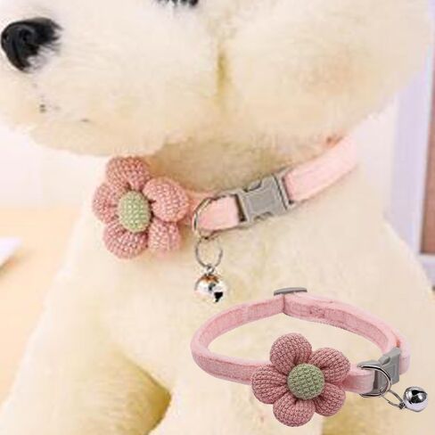 1pcs Cute Plush Flowers Pet Collar with Bell Adjustable Cats Dog Collars Comfortable Pet Accessories,16.5 * 4.2 * 4.2cm (Pink) in Saudi Arabia