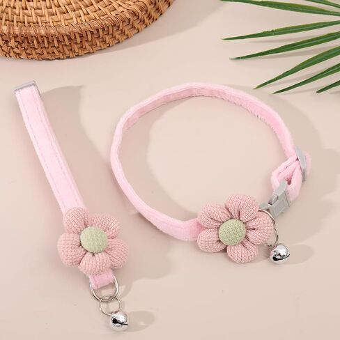 1pcs Cute Plush Flowers Pet Collar with Bell Adjustable Cats Dog Collars Comfortable Pet Accessories,16.5 * 4.2 * 4.2cm (Pink) in Saudi Arabia