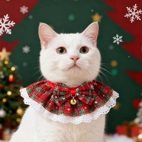 Christmas Scarf Red Green Grid Bow Bell Cat Dog Christmas Towel Collar for Pet Festive Small Medium Pet Dressing Accessory in Saudi Arabia