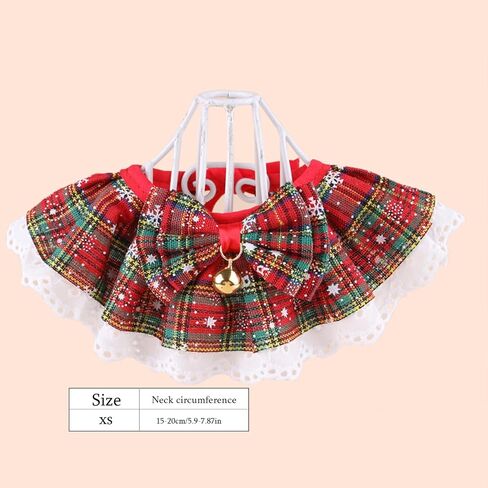Christmas Scarf Red Green Grid Bow Bell Cat Dog Christmas Towel Collar for Pet Festive Small Medium Pet Dressing Accessory in Saudi Arabia