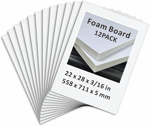 Foam Board 16 x 20 in, ZXUNLIEH 12 Pack White Poster Board, 3/16 in Thick Craft Foam Core Board, Puzzle Board, Double Sided, Foam Sheets for Picture, Project, Presentation, Artwork, Signage and Crafts in Saudi Arabia