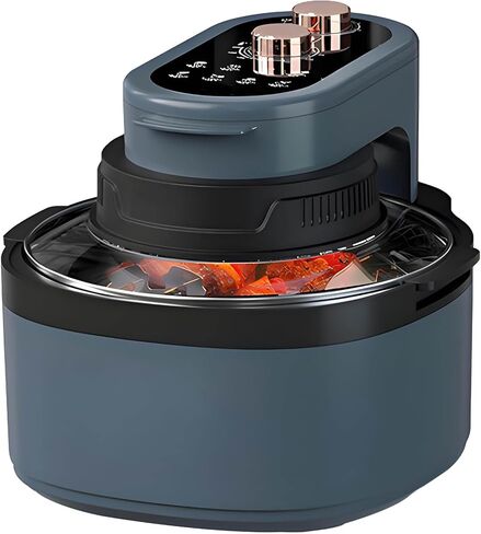 مجموعة فرن محمصة ومقلاة هوائية قابلة للتدوير 8 في 1 سعة 7.5 كيو تي، مقلاة هوائية زجاجية كبيرة، تقنية الهواء الساخن السريع، طباخ ذكي بحجم عائلي، مطبخ حديث رائج ضروري للوجبات الصحية (أزرق حالم) in Kuwait