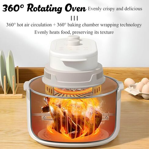 مجموعة فرن محمصة ومقلاة هوائية قابلة للتدوير 8 في 1 سعة 7.5 كيو تي، مقلاة هوائية زجاجية كبيرة، تقنية الهواء الساخن السريع، طباخ ذكي بحجم عائلي، مطبخ حديث رائج ضروري للوجبات الصحية (أزرق حالم) in Kuwait