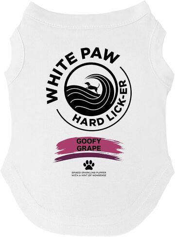 تي شيرت للكلاب من White Paw Hard Lick-er Moody Mango | سلالات بلا أكمام | الهالوين المضحك | علبة سباركلنج ساخرة | أبيض، 6X-Large 1383 in Kuwait