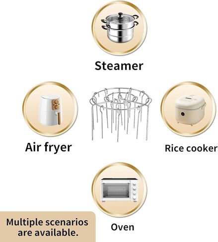 2025 حامل أسياخ شواء للمقلاة الهوائية الجديدة، مجموعة كابوب شواء من الفولاذ المقاوم للصدأ، 30 أسياخ لحم عمودية مع تعليق دائري (1) in Kuwait