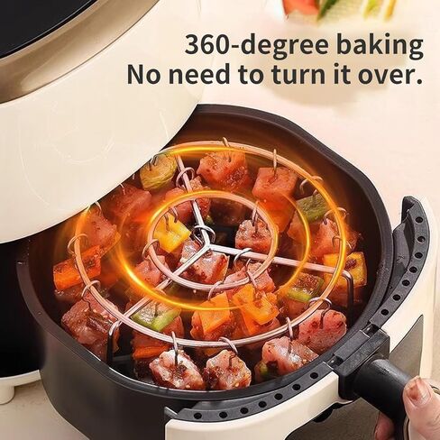 2025 حامل أسياخ شواء للمقلاة الهوائية الجديدة، مجموعة كابوب شواء من الفولاذ المقاوم للصدأ، 30 أسياخ لحم عمودية مع تعليق دائري (1) in Kuwait