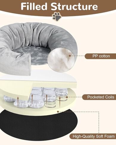 Donut Dog Bed with Pocketed Coils and Soft Foam Support, Detachable Washable Calming Puppy Bed for Small Dogs, Round Flannel Anti-Anxiety Pet Bed, 20 in, Gray in Saudi Arabia