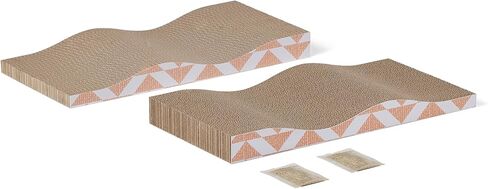 Amazon Basics New Cat Scratch Post، طبقة واحدة مع منحنى، 16.5 × 8.1 × 1.6 بوصة، عبوتان in Saudi Arabia