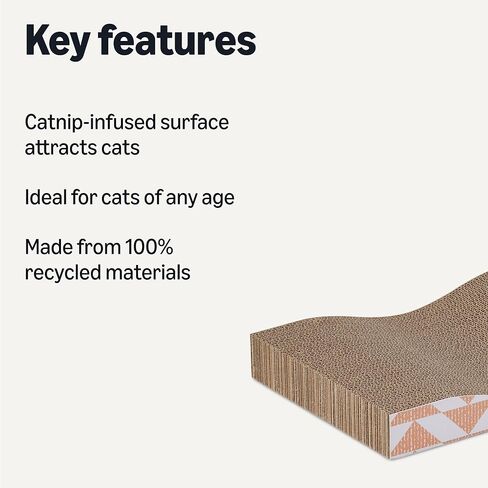 Amazon Basics New Cat Scratch Post، طبقة واحدة مع منحنى، 16.5 × 8.1 × 1.6 بوصة، عبوتان in Saudi Arabia