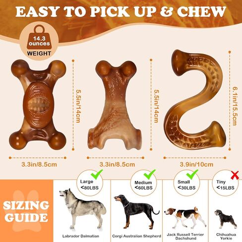 Dog Chew Toys for Aggressive Chewers,Indestructible Dog Toy,Dog chew Toys–3 Pack Durable Bacon Scented Chew Bones for Medium and Large Dogs,Tough Nylon Toys to Keep Dogs Engaged in Saudi Arabia