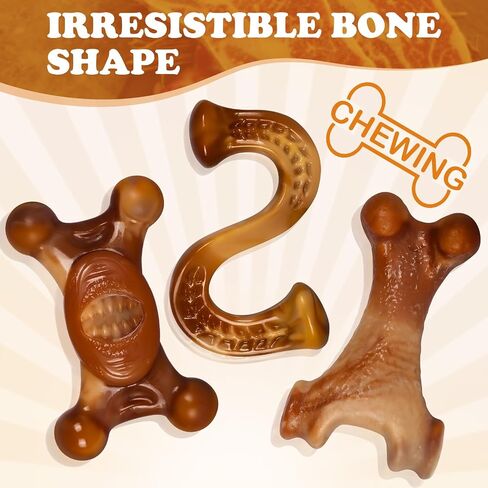 Dog Chew Toys for Aggressive Chewers,Indestructible Dog Toy,Dog chew Toys–3 Pack Durable Bacon Scented Chew Bones for Medium and Large Dogs,Tough Nylon Toys to Keep Dogs Engaged in Saudi Arabia
