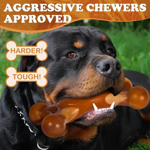 Dog Chew Toys for Aggressive Chewers,Indestructible Dog Toy,Dog chew Toys–3 Pack Durable Bacon Scented Chew Bones for Medium and Large Dogs,Tough Nylon Toys to Keep Dogs Engaged in Saudi Arabia