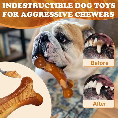 Dog Chew Toys for Aggressive Chewers,Indestructible Dog Toy,Dog chew Toys–3 Pack Durable Bacon Scented Chew Bones for Medium and Large Dogs,Tough Nylon Toys to Keep Dogs Engaged in Saudi Arabia